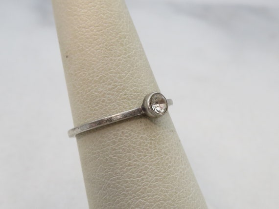 Vintage sterling silver simple solitaire ring - image 7