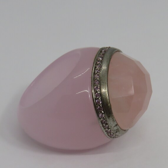 Solid Rose Quarts cocktail ring - image 5