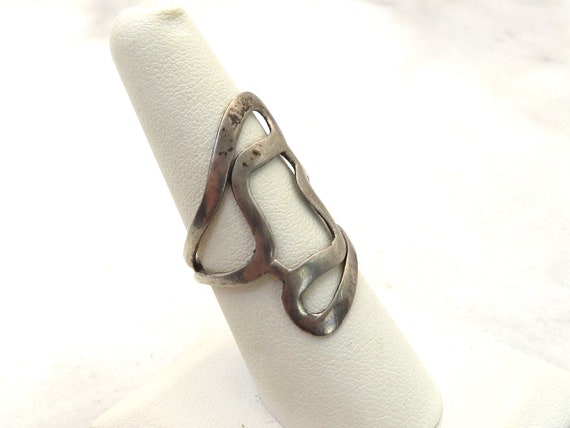 Vintage Sterling Silver modernist swirl ring - image 4