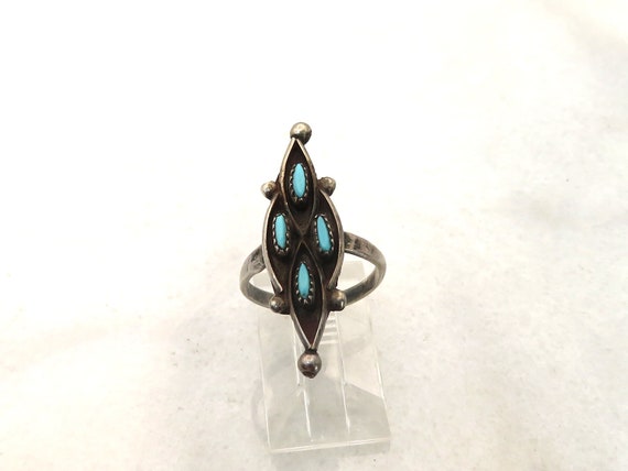Vintage sterling silver Zuni Turquoise native Ame… - image 2
