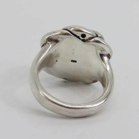 Vintage sterling silver wax cast rose ring - image 4