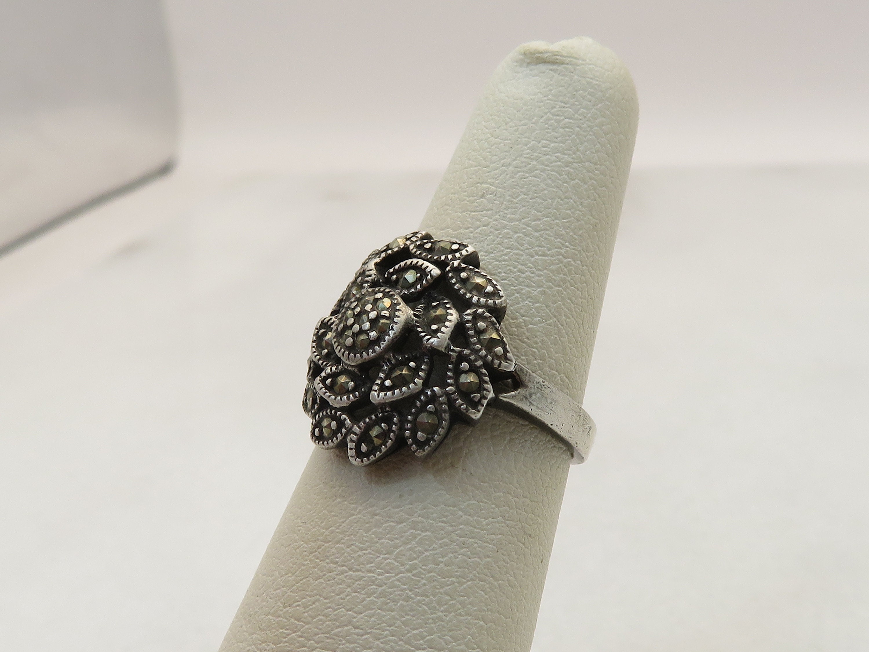 Vintage Sterling Silver Marcasite Flower Ring - Etsy