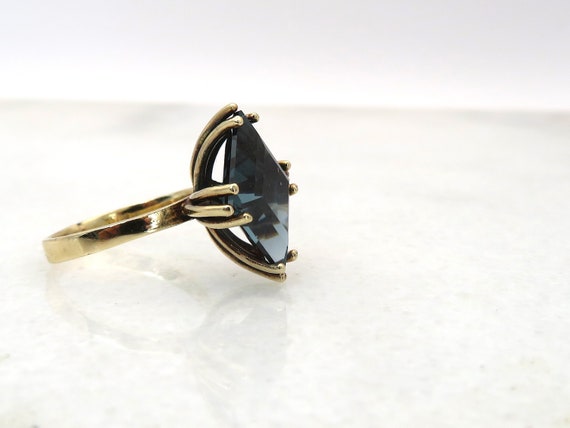 Vintage 10k gold synthetic alexandrite ring - image 5