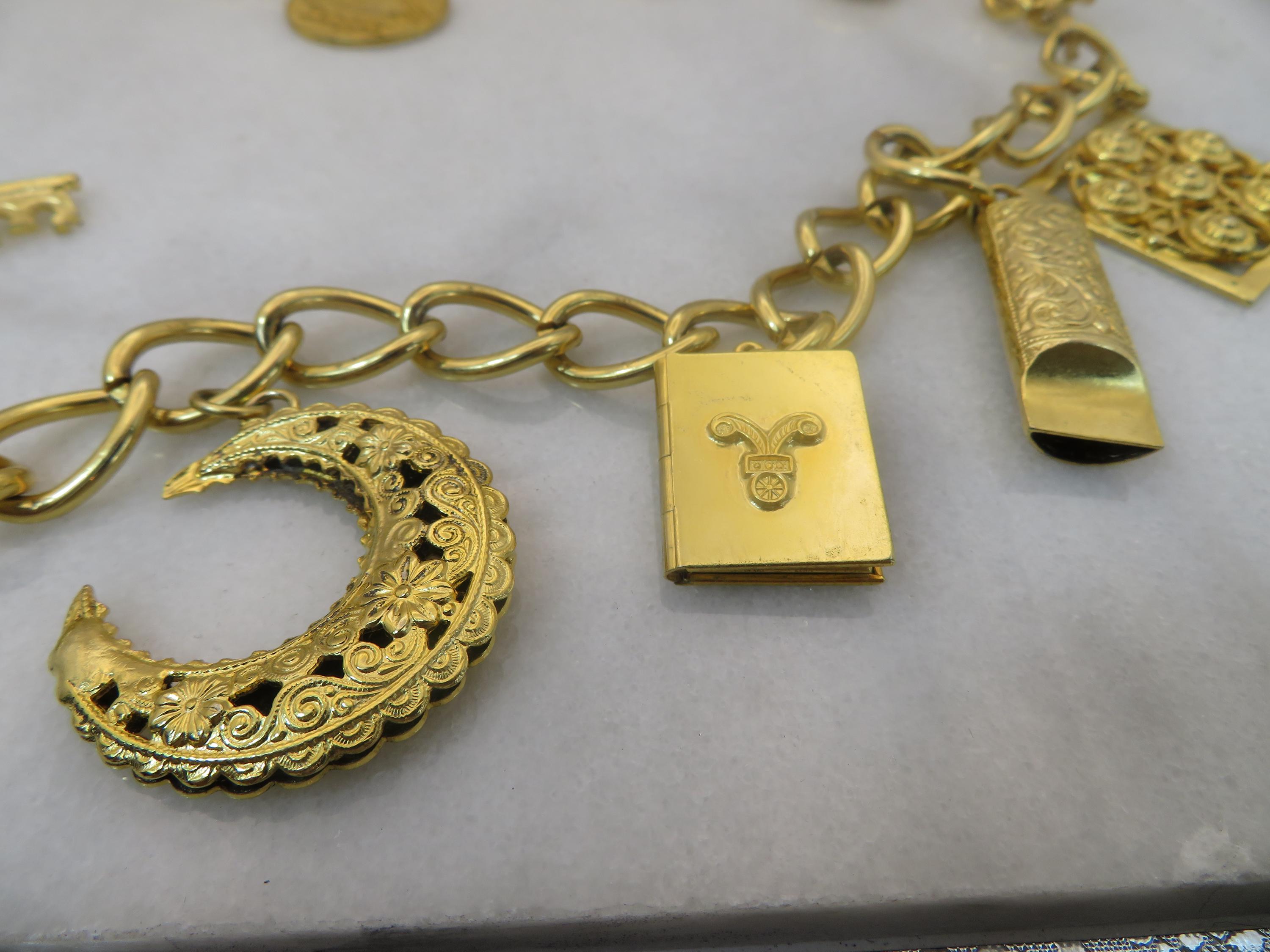 Escada Style Gold-Tone Double Chain Charm Belt with Hearts, Moon & Star Vintage Escada Gold Tone Dangle Charm Chain Belt - Etsy Israel main image 2