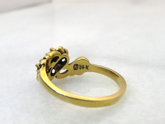 Antique 14k gold diamond and garnet flower ring - image 6