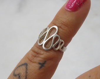 Vintage Sterling Silver modernist squiggle pinky ring
