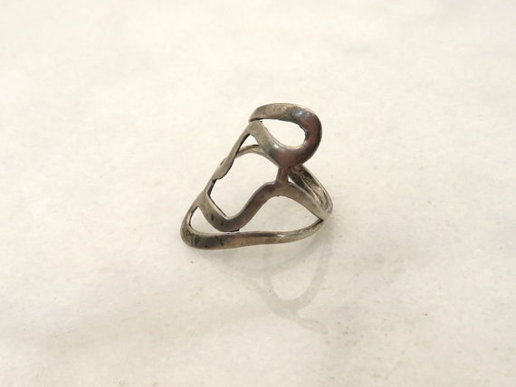 Vintage Sterling Silver modernist swirl ring - image 6