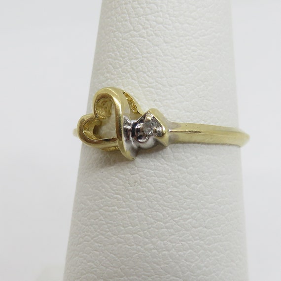 vintage 14k gold double heart Diamond ring - image 8
