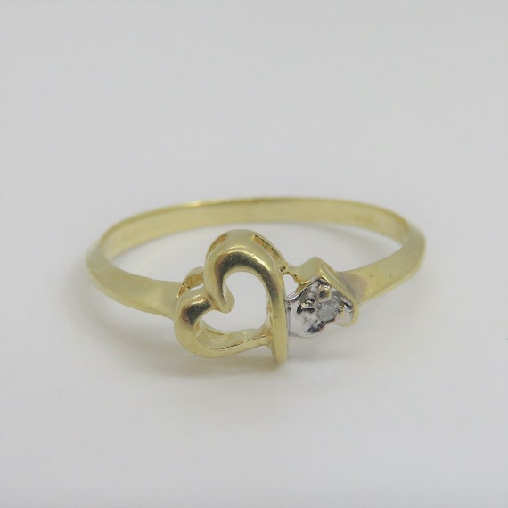 vintage 14k gold double heart Diamond ring - image 1