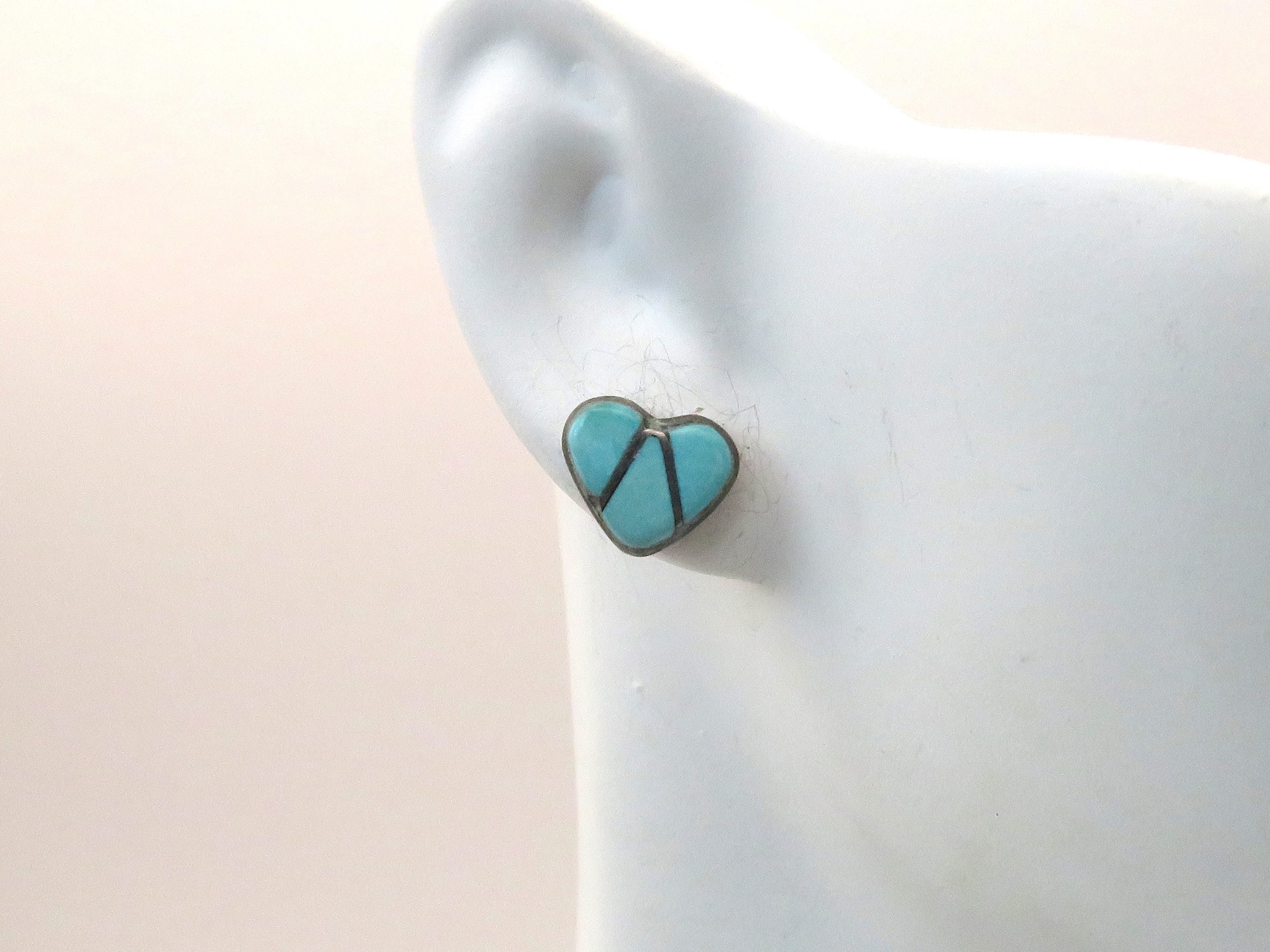 Vintage sterling silver native American heart turquoise earrings