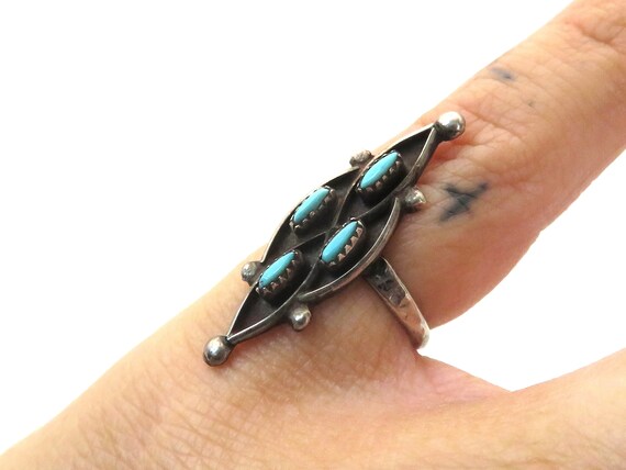 Vintage sterling silver Zuni Turquoise native Ame… - image 10