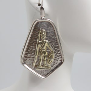 Vintage Sterling Silver Shield Roman Soldier earrings