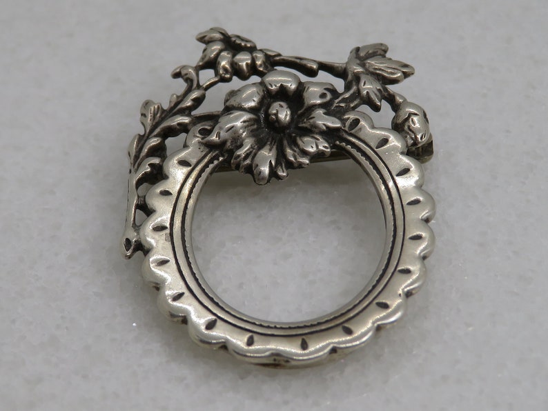 Vintage Sterling Silver Floral Frame Brooch Pendant Etsy