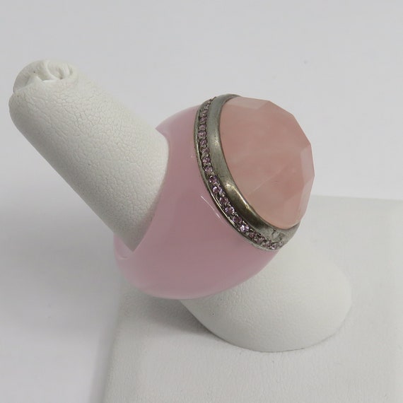Solid Rose Quarts cocktail ring - image 1