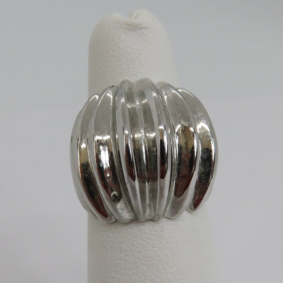 Vintage sterling silver studio modernist ring - image 2