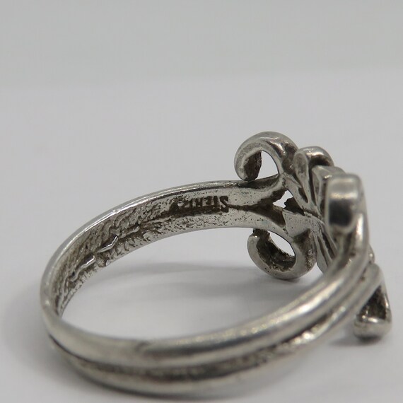 Vintage sterling silver flower ring - image 4