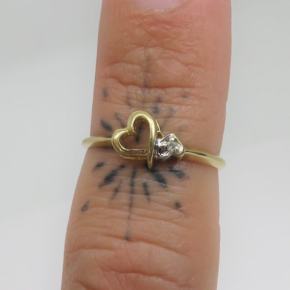 vintage 14k gold double heart Diamond ring - image 3