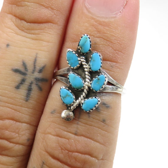 Vintage Sterling Silver Zuni Turquoise Native American Leaf Ring