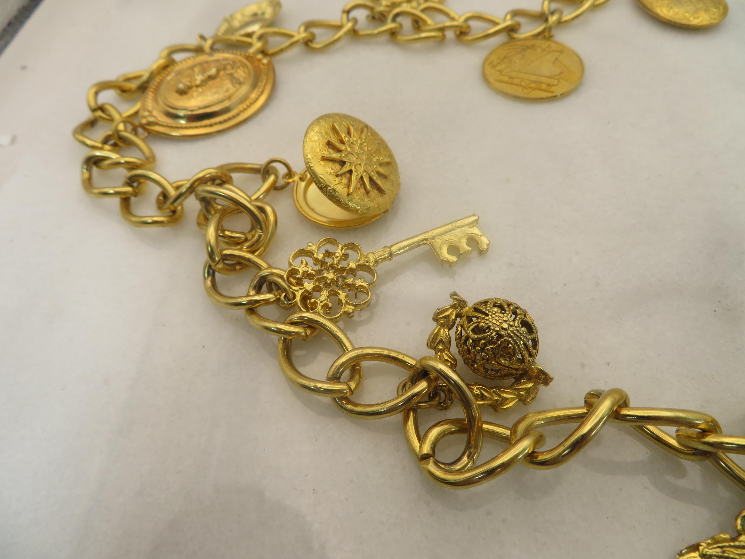 Vintage Escada Gold Tone Dangle Charm Chain Belt - Etsy display picture 1
