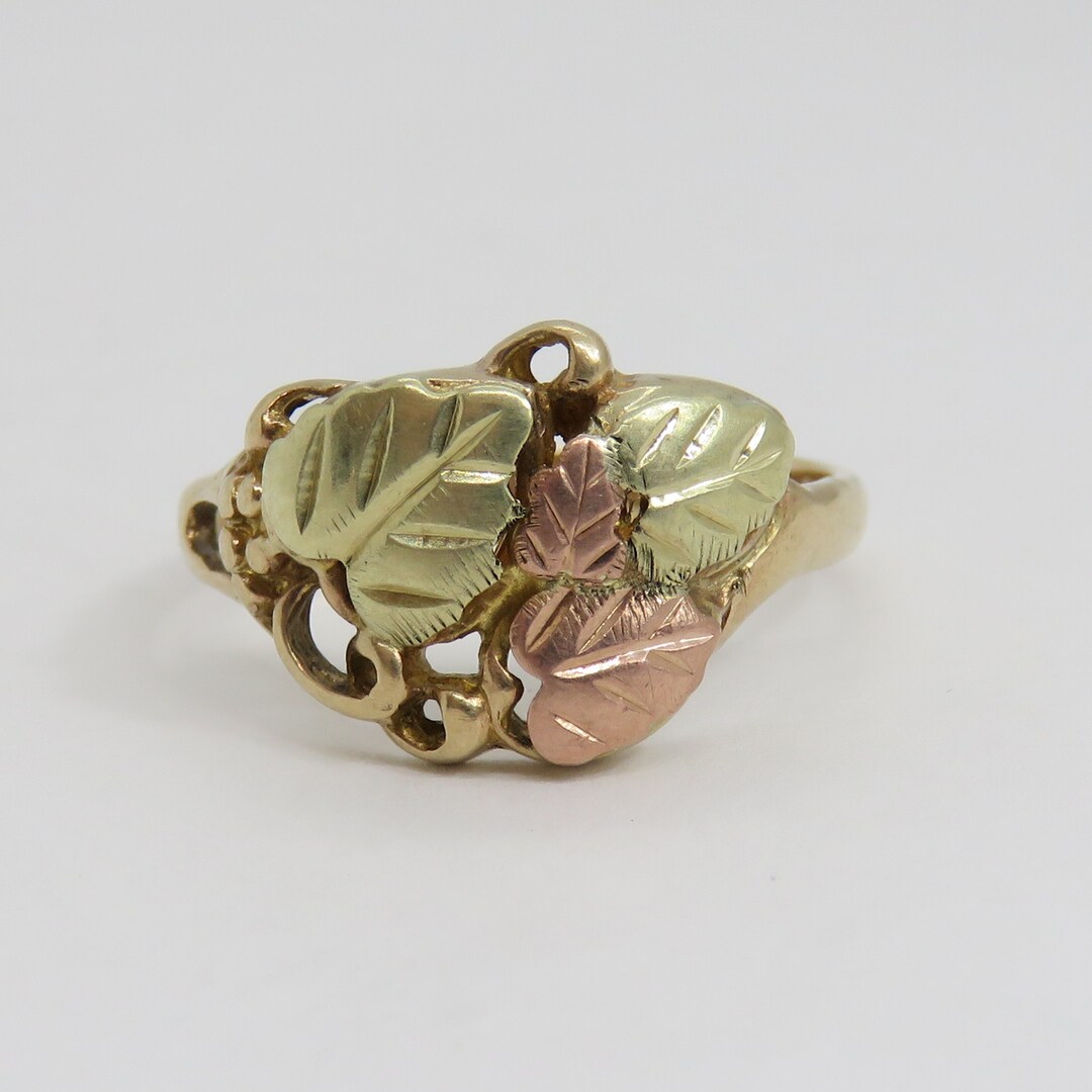 Vintage 10k Tri Color Black Hills Gold Grape Vine Leaf Ring - Etsy