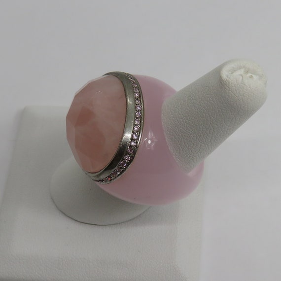 Solid Rose Quarts cocktail ring - image 3