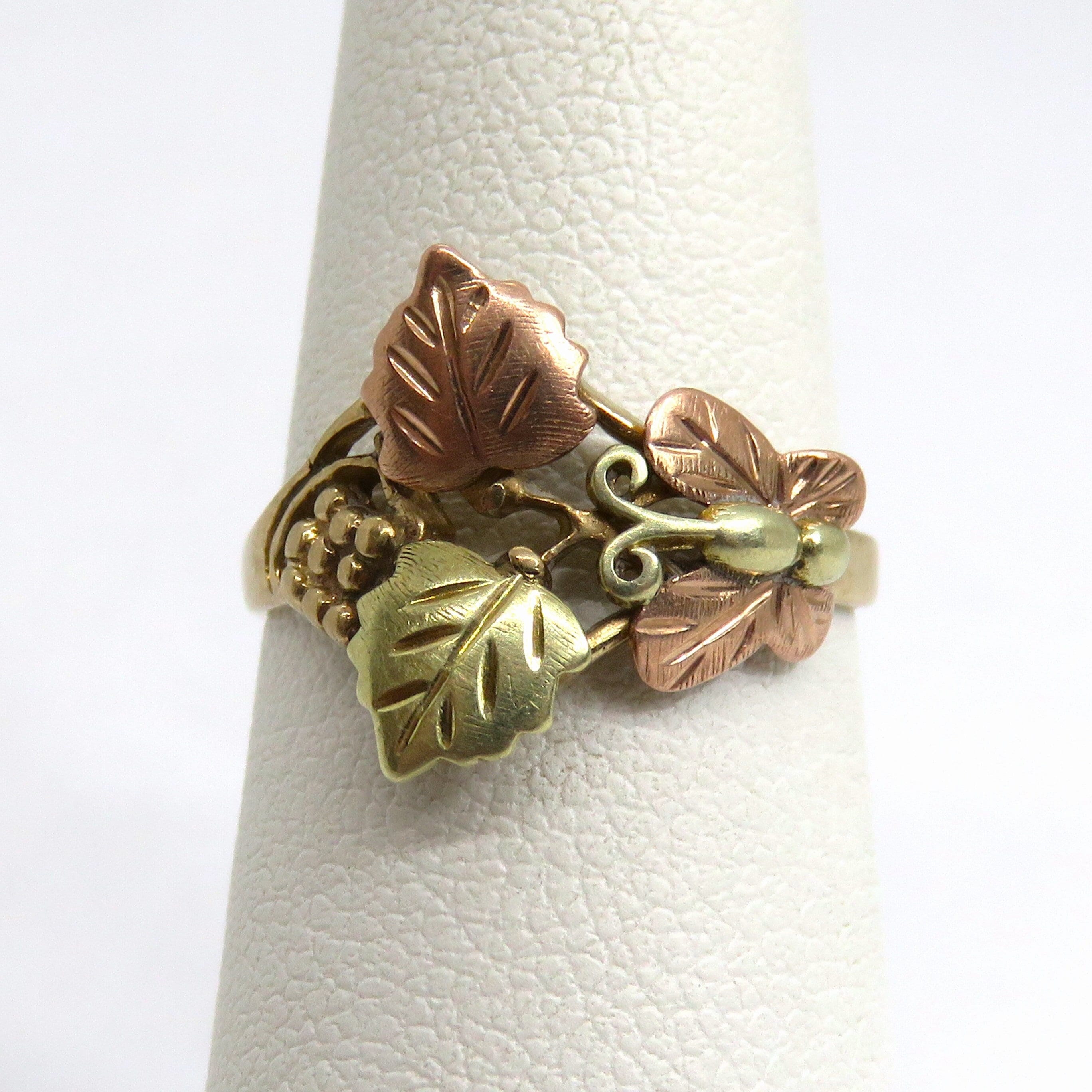 Vintage 10k Tri Color Black Hills Gold Butterfly Leaf Ring Vintage 10k Tri Color Black Hills Gold Butterfly Leaf Ring