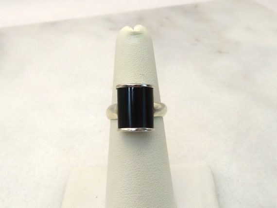 Vintage sterling silver onyx ring - image 6
