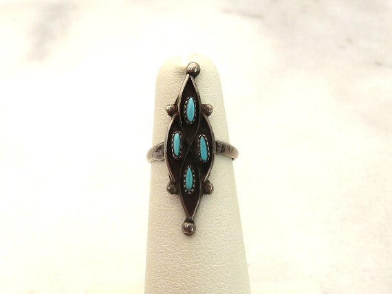 Vintage sterling silver Zuni Turquoise native Ame… - image 3