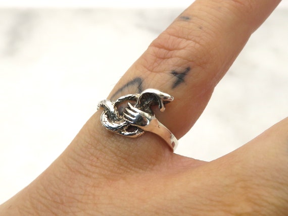 vintage sterling silver cobra snake ring - image 9