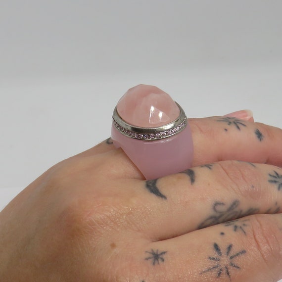 Solid Rose Quarts cocktail ring - image 8