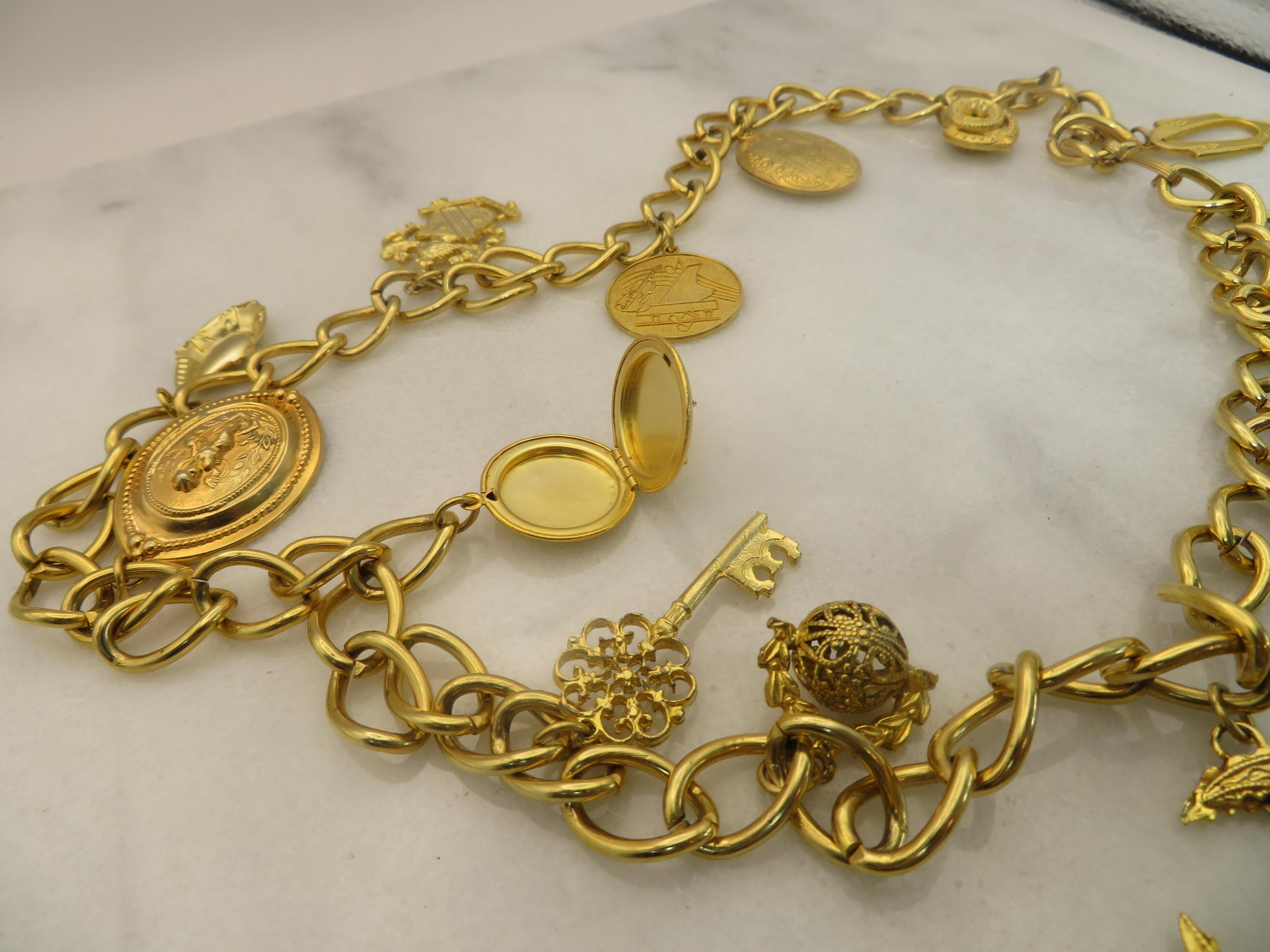 Vintage Escada Designer Chain/Charm Belt Vintage Escada Gold Tone Dangle Charm Chain Belt - Etsy main image 4