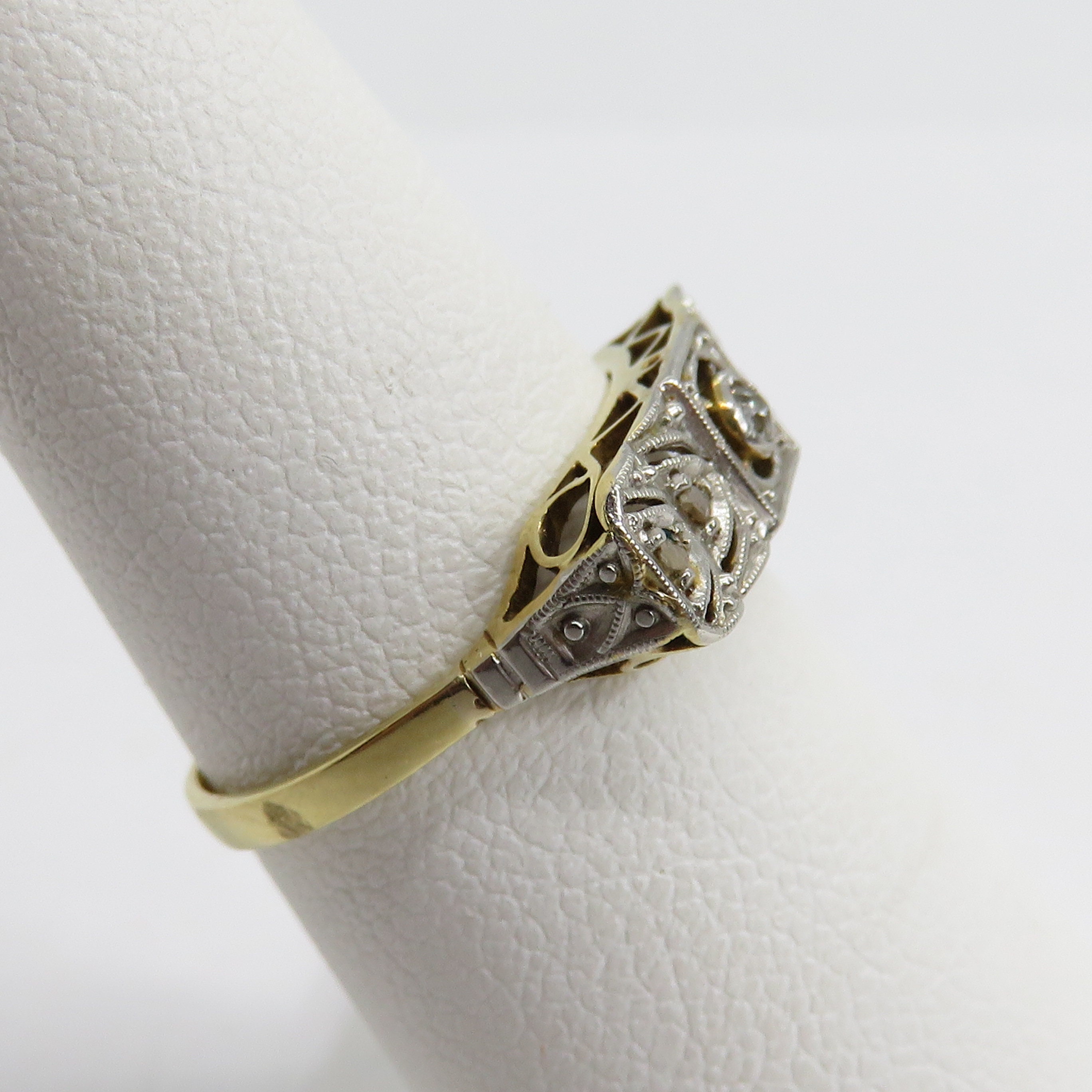 Art Deco 14k Gold & Platinum Top Diamond Ring | Etsy