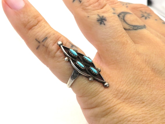 Vintage sterling silver Zuni Turquoise native Ame… - image 1