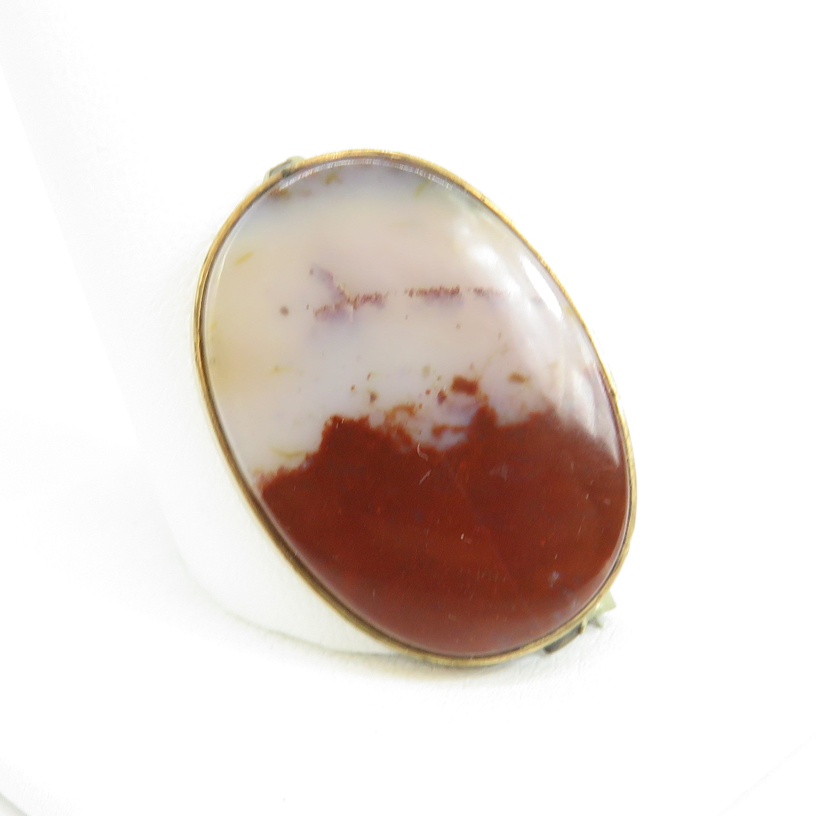 Broche Victorienne En Agate Et Or - Énorme Et Décorative - Occasion - Royaume-Uni