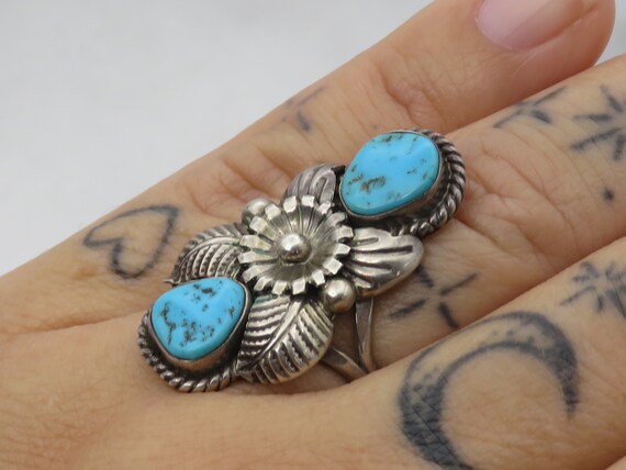 Vintage sterling silver native American Navajo tu… - image 9