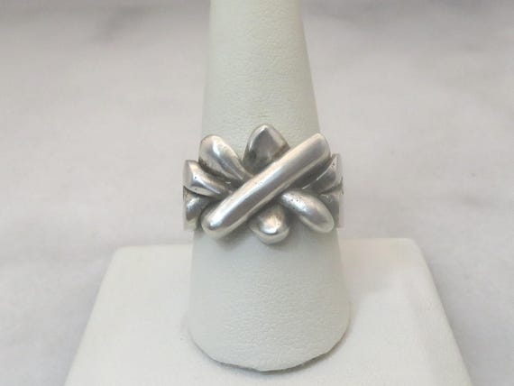 Vintage big sterling silver 4-piece puzzle ring