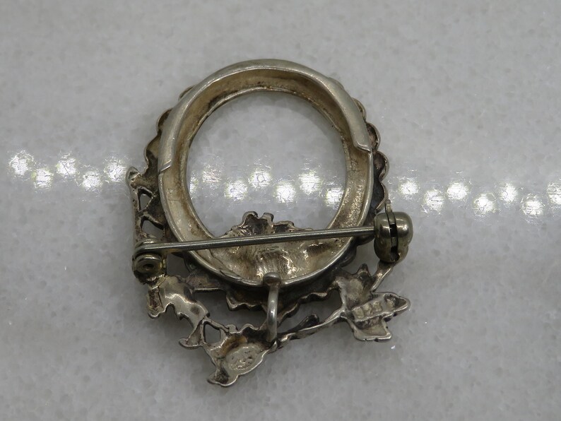 Vintage Sterling Silver Floral Frame Brooch Pendant Etsy