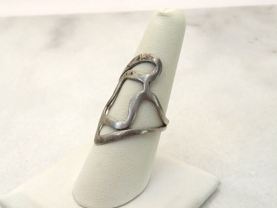 Vintage Sterling Silver modernist swirl ring - image 9