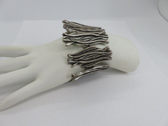 Vintage silver tone modernist bracelet - image 1