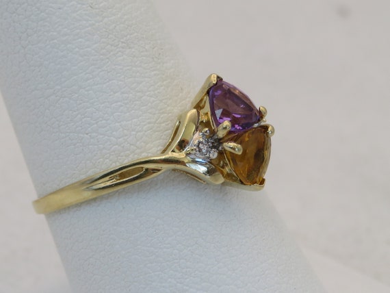 Vintage 10K gold trilliant cut Amethyst, Citrine,… - image 6