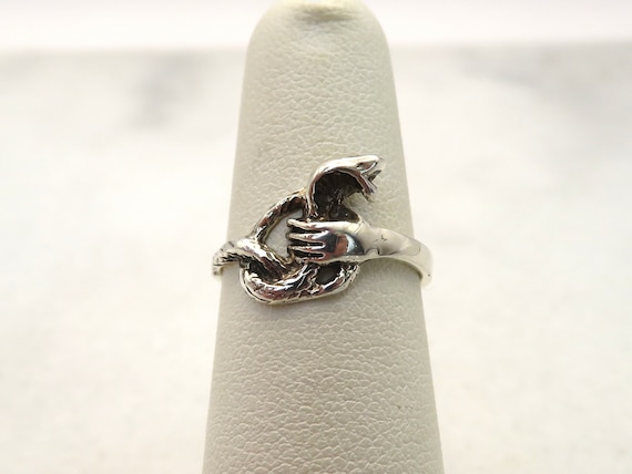 vintage sterling silver cobra snake ring - image 1