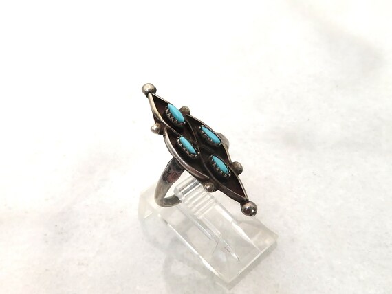 Vintage sterling silver Zuni Turquoise native Ame… - image 5