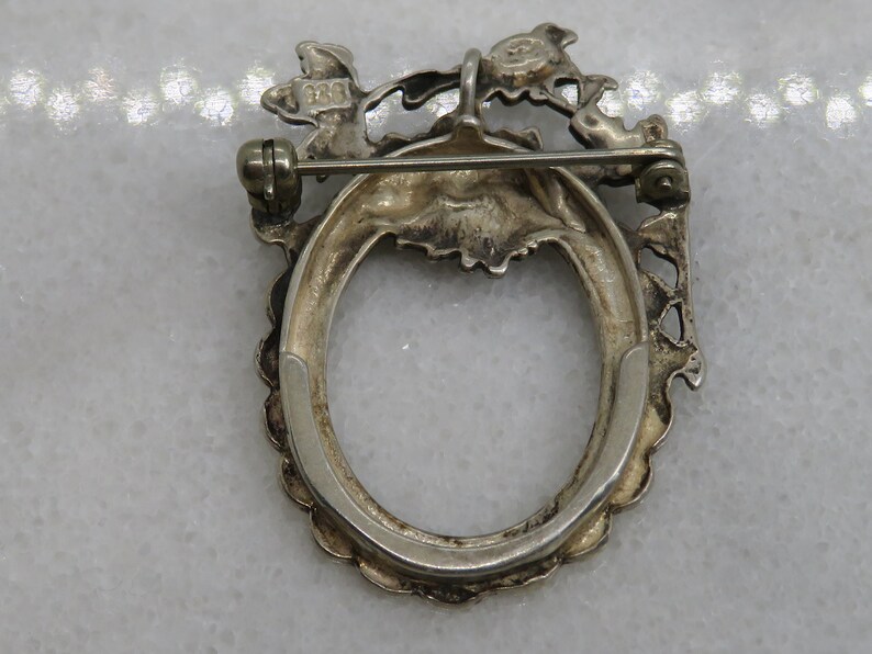 Vintage Sterling Silver Floral Frame Brooch Pendant Etsy