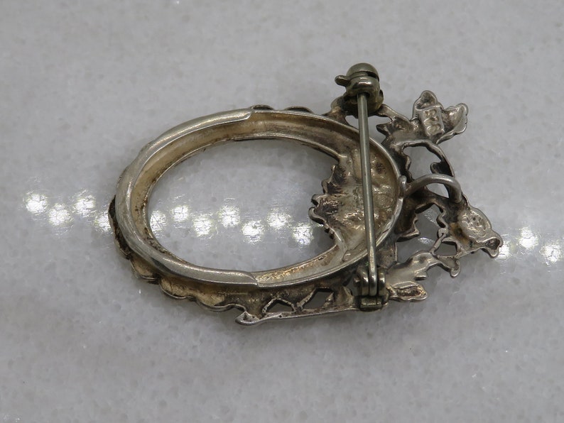 Vintage Sterling Silver Floral Frame Brooch Pendant Etsy