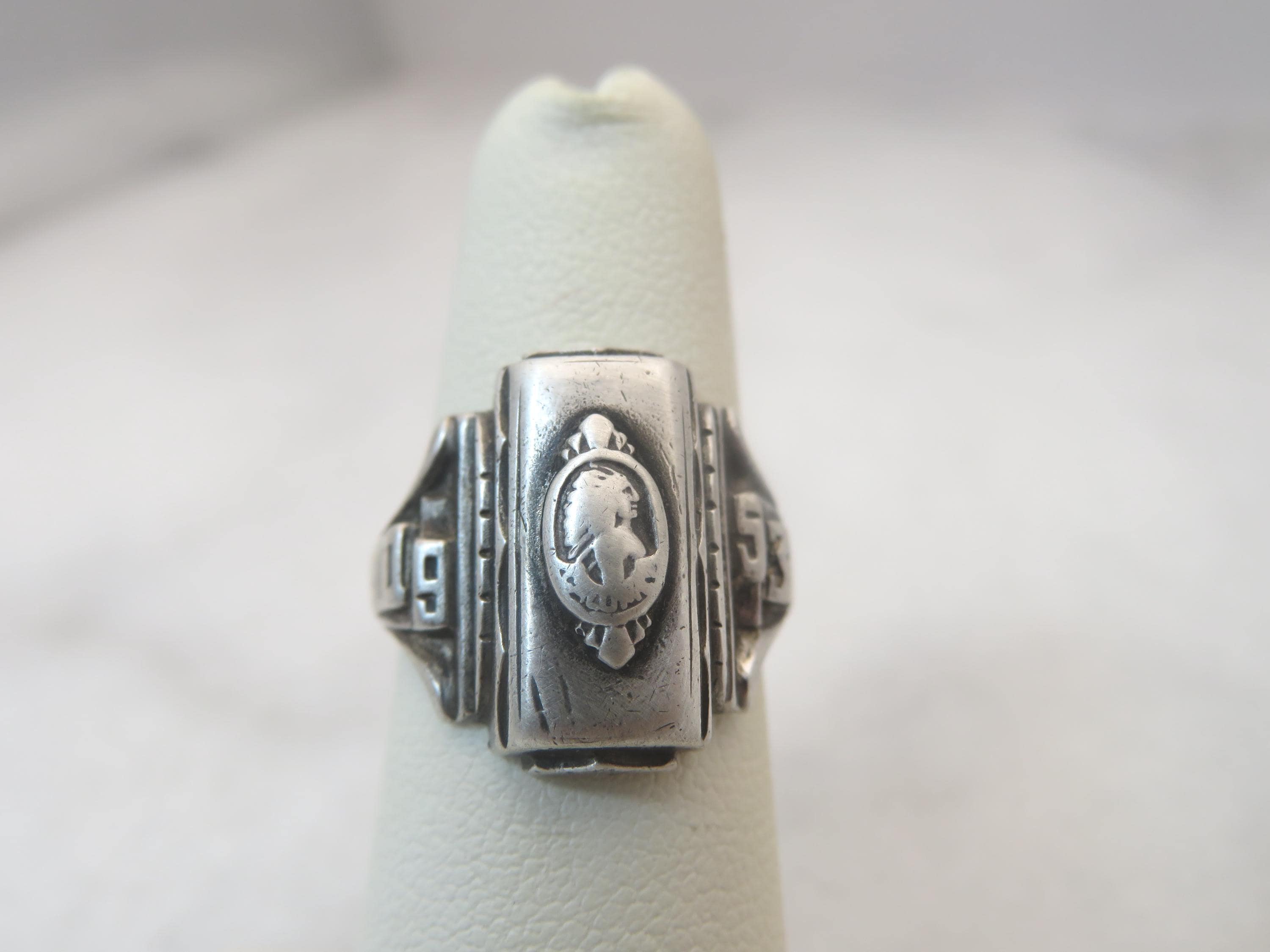 【SILVER】College ring Vintage Sterling Silver Class Ring Class of 1953 - Etsy