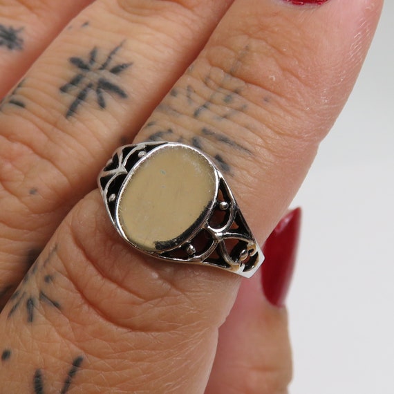 Vintage sterling silver blank ring Gem