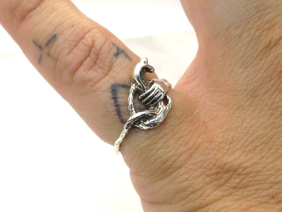 vintage sterling silver cobra snake ring - image 10