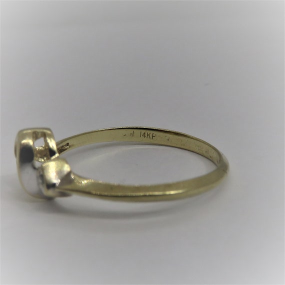 vintage 14k gold double heart Diamond ring - image 2