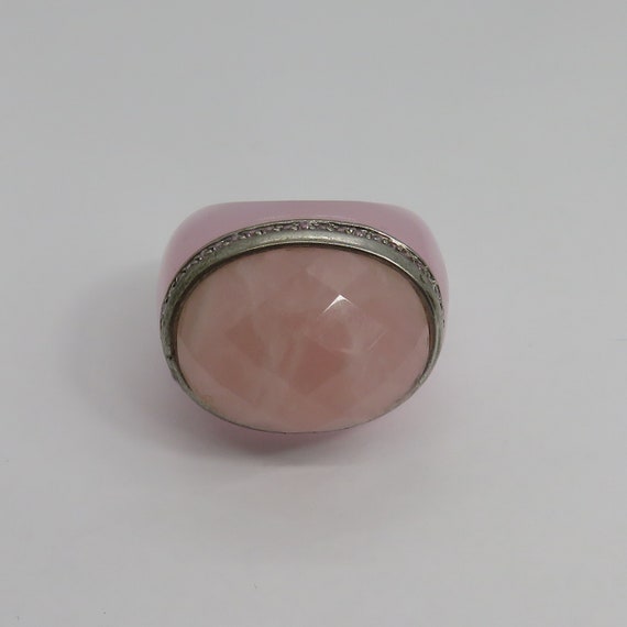 Solid Rose Quarts cocktail ring - image 4