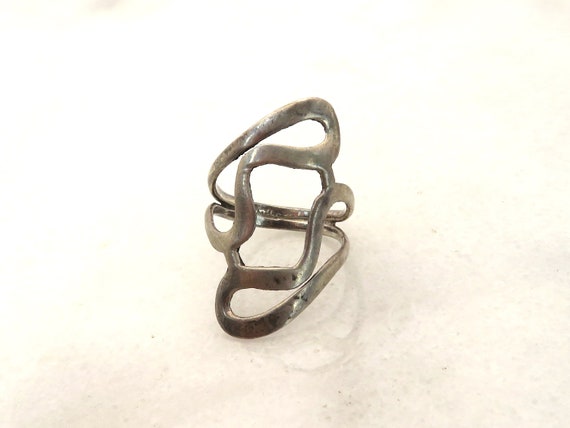 Vintage Sterling Silver modernist swirl ring - image 2